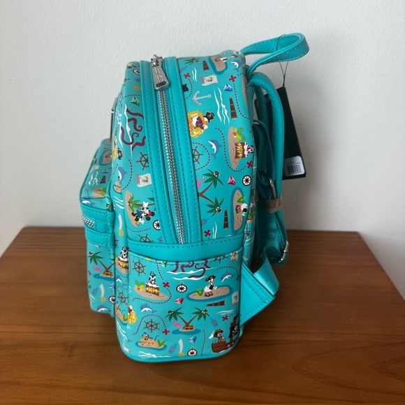 Loungefly Disney Sensational Pirates Characters Mini Backpack Teal One Size New - Picture 4 of 10
